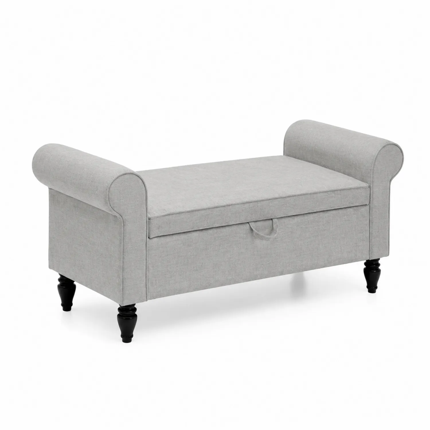 Banc de rangement en bois et polyester Gris-Domixorn