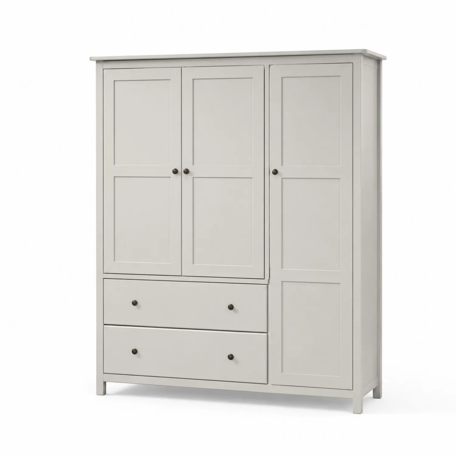 Armoire en Bois Blanc 3 Portes avec Tiroirs-Domixorn