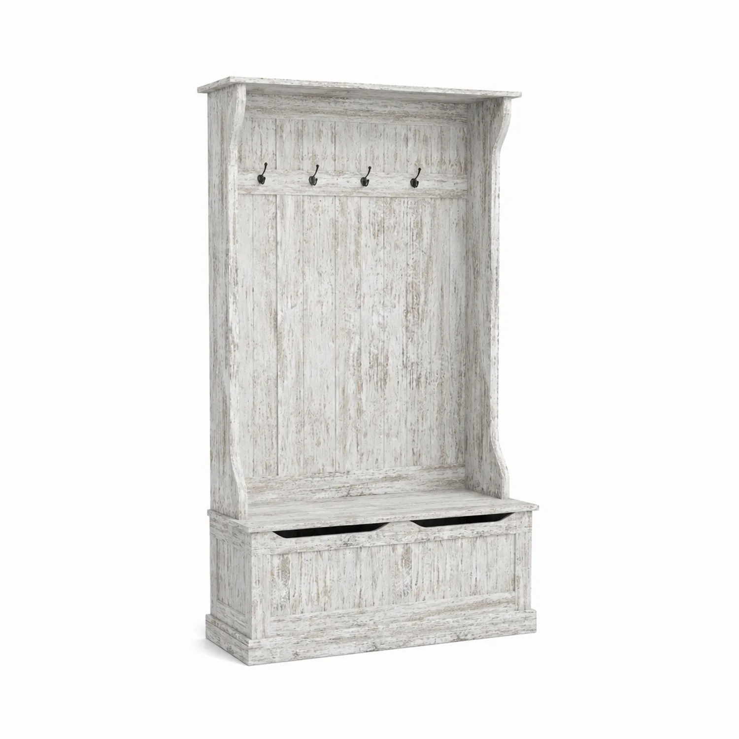 Portemanteau en Bois de Pin Blanc avec Rangement-Domixorn