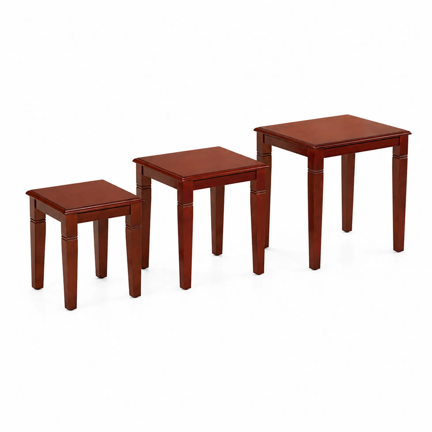 Ensemble de Tables Gigognes en Bois Marron-Domixorn