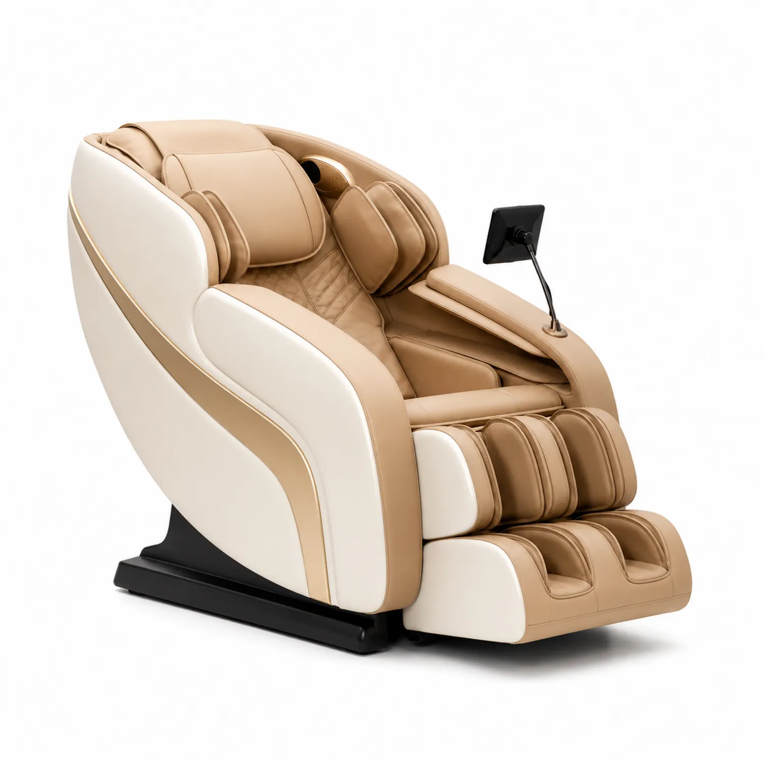 Fauteuil de massage en cuir synthétique Beige et Blanc-Domixorn