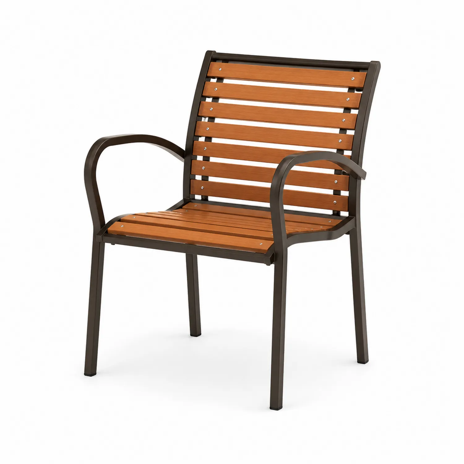 Chaise en métal et polywood brun et noir-Domixorn