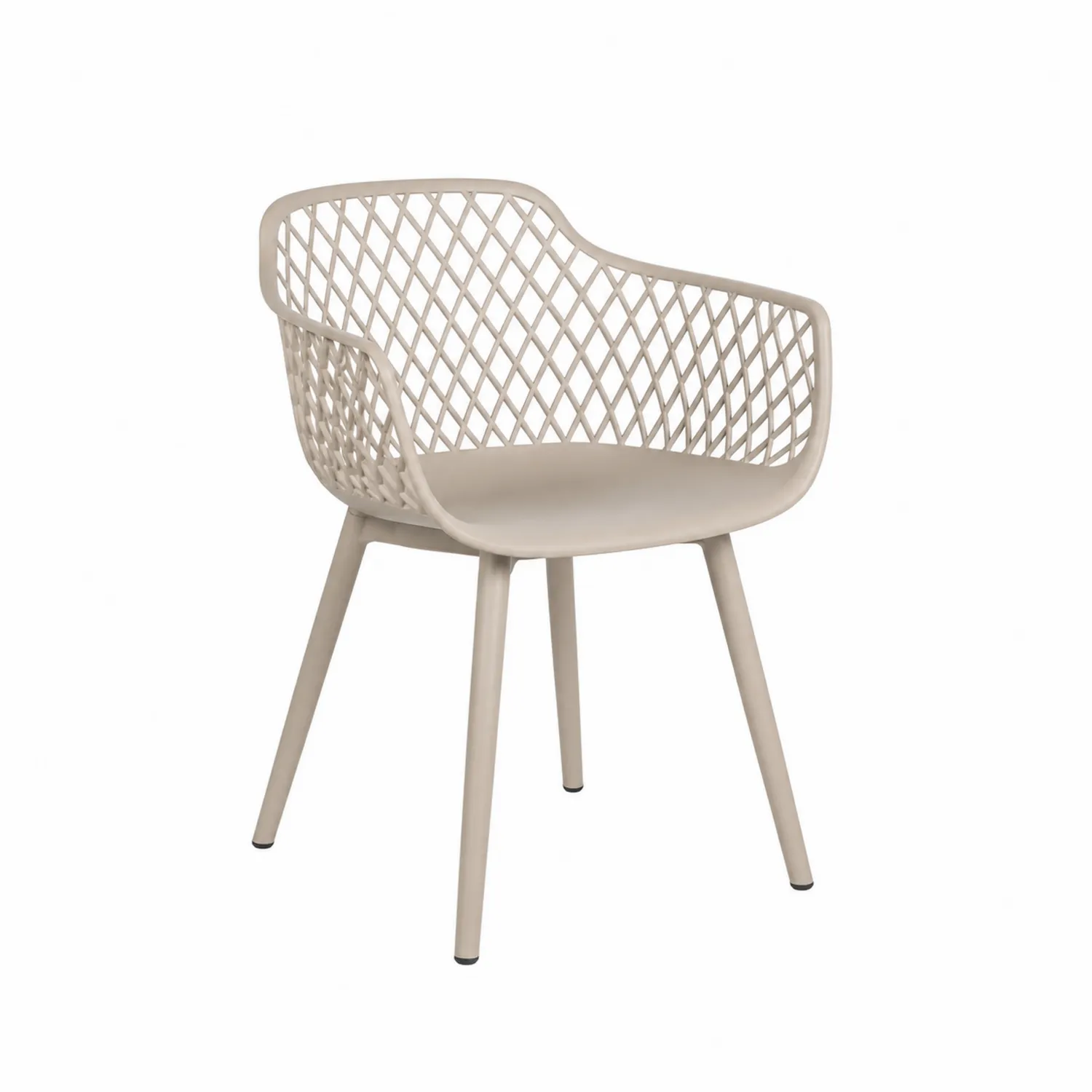 Chaise en plastique beige avec accoudoirs ajourés H80cm-Domixorn
