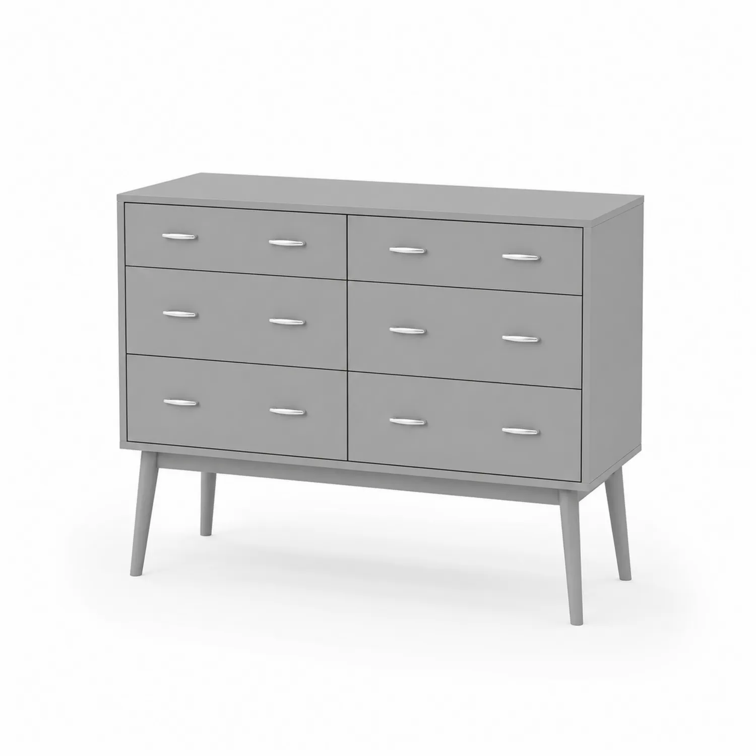 Commode à 6 tiroirs en bois Gris-Domixorn