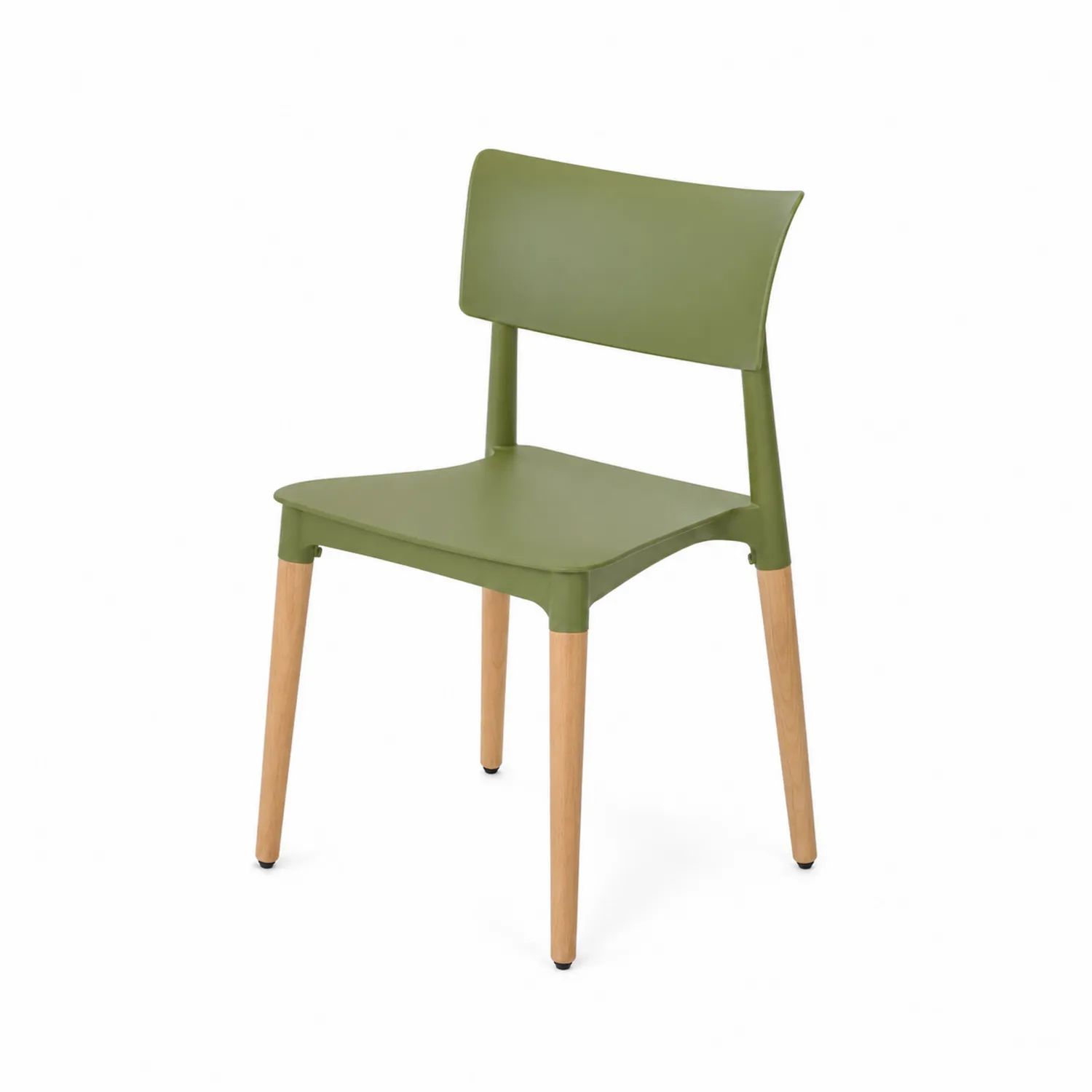 Chaise en plastique et bois de hêtre Vert-Domixorn