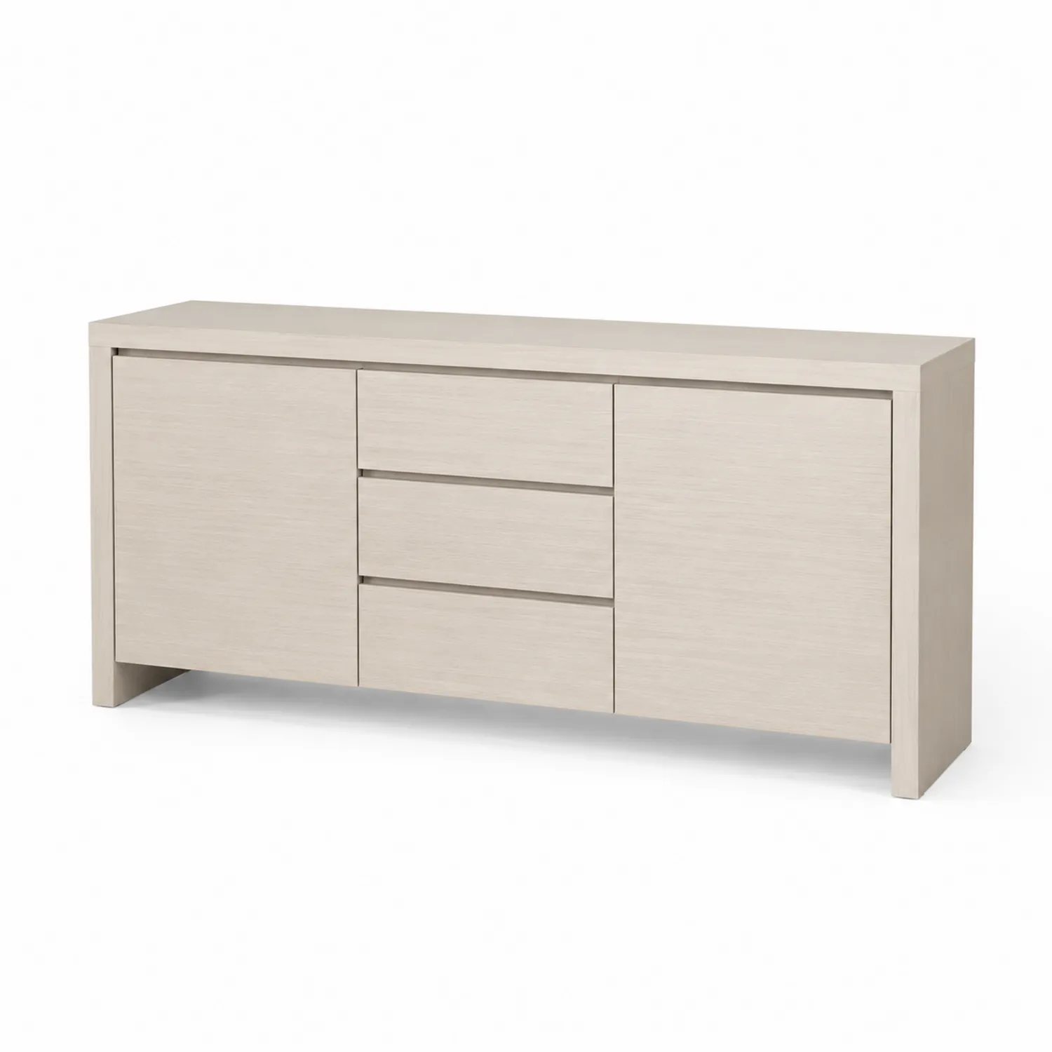 Buffet bois blanc avec 2 portes et 3 tiroirs-Domixorn