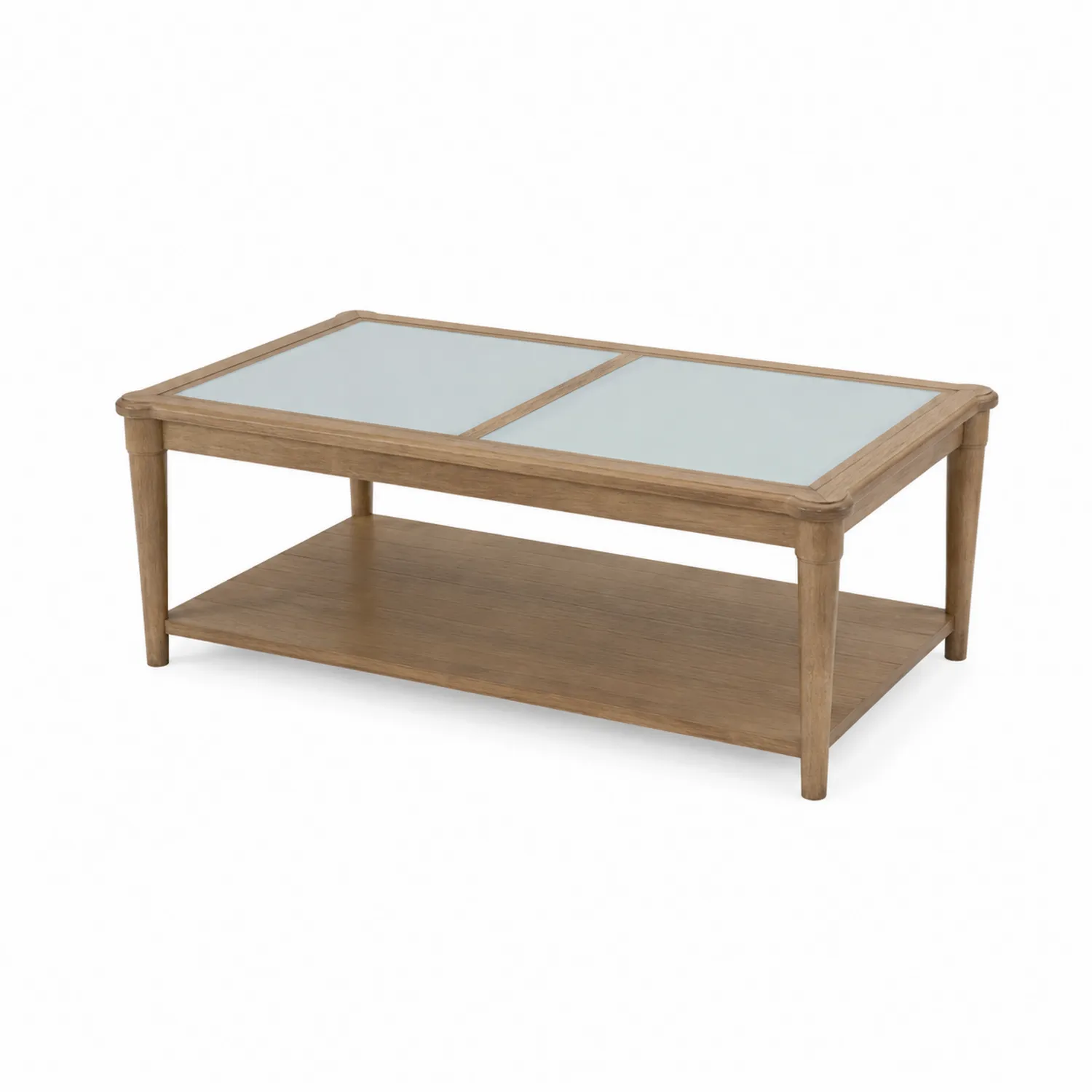 Table basse en bois et verre dépoli 120x60x45 cm-Domixorn