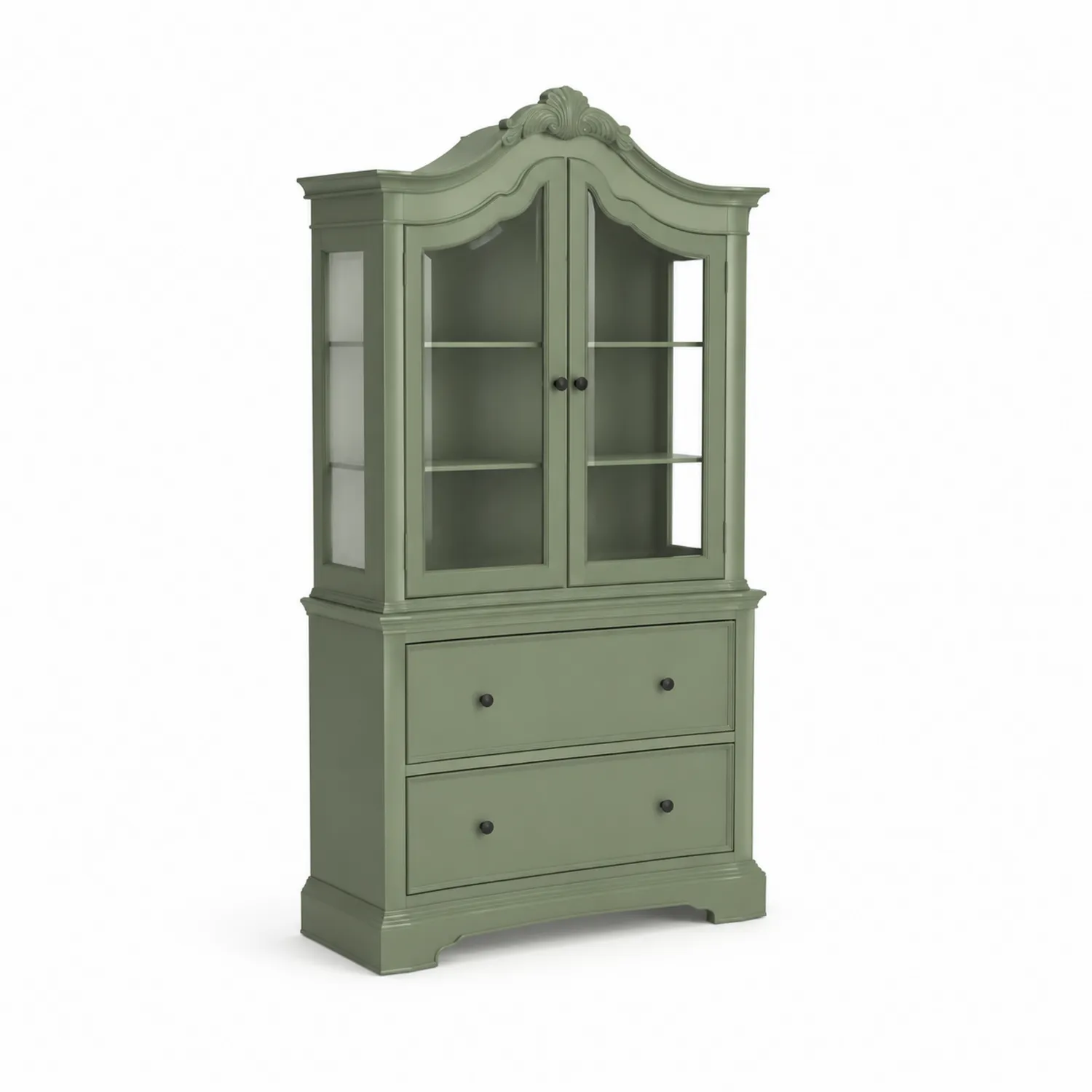 Buffet vaisselier en bois avec portes vitrées vert 120 cm-Domixorn