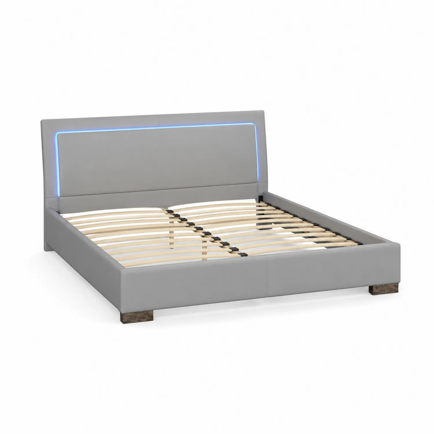 Lit double en cuir synthétique avec éclairage LED 200x140 cm-Domixorn