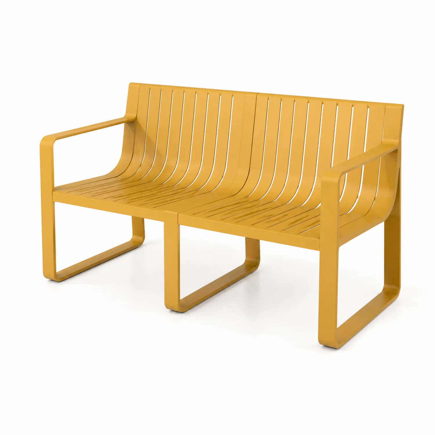 Banc en métal jaune pour l'extérieur 120cm