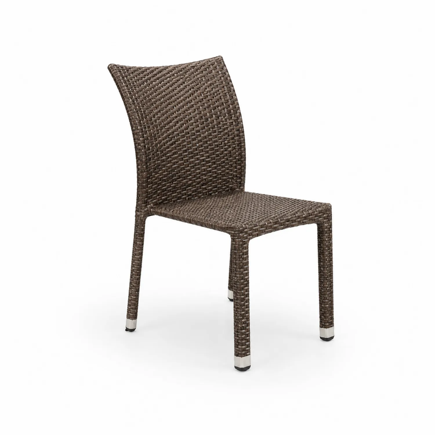 Chaise en résine tressée avec structure en aluminium, Marron
