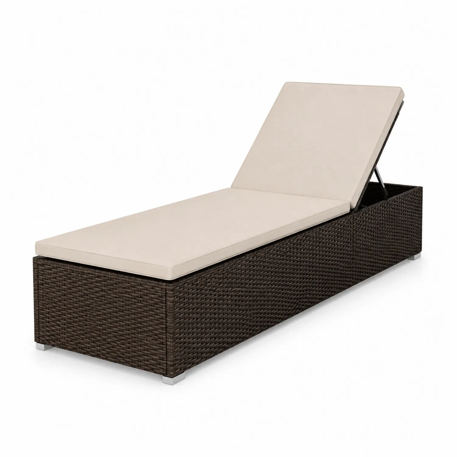 Chaise Longue en Rotin avec Coussin en Polyester 195 x 65 x 32 cm