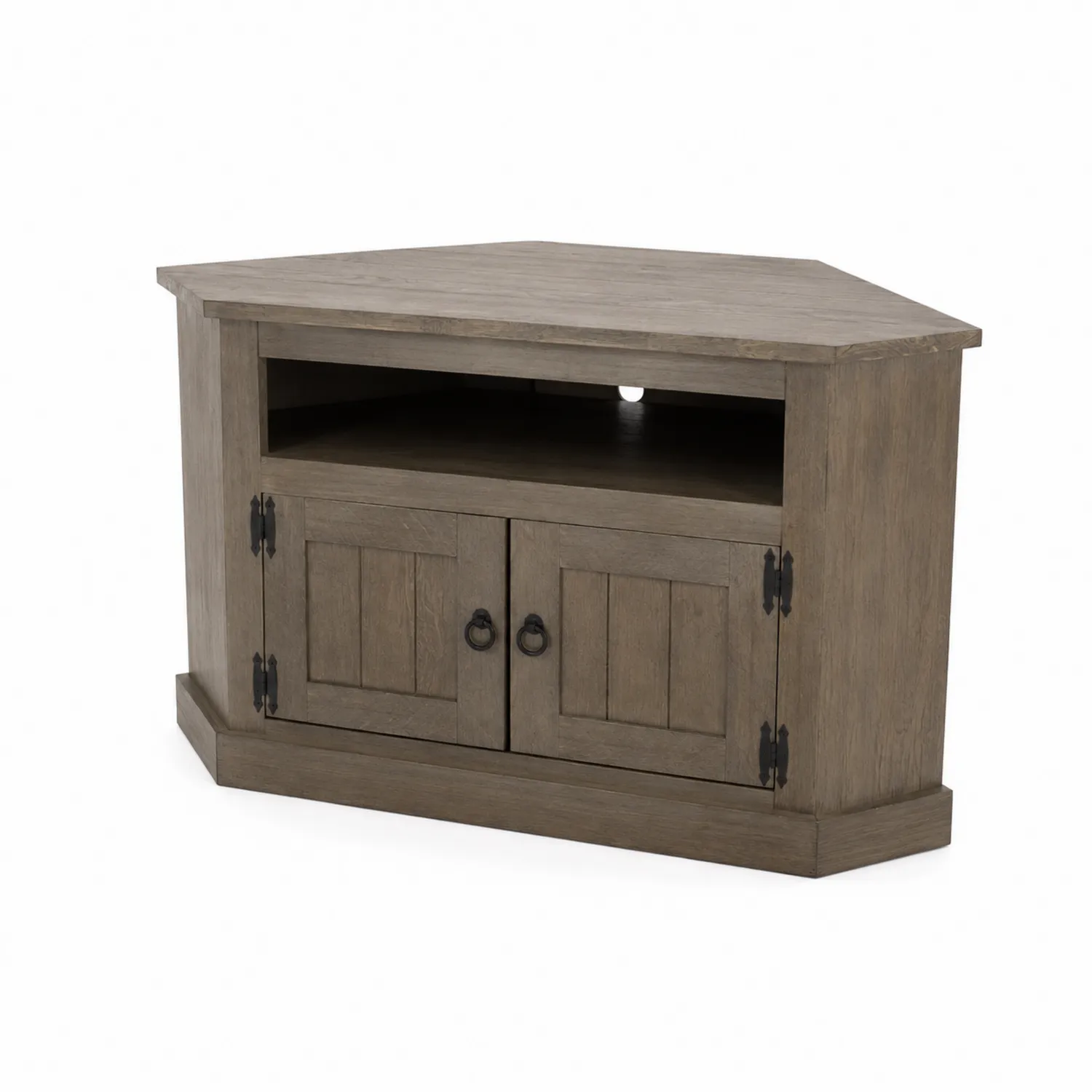 Meuble TV d'angle en Bois avec Portes et Étagère