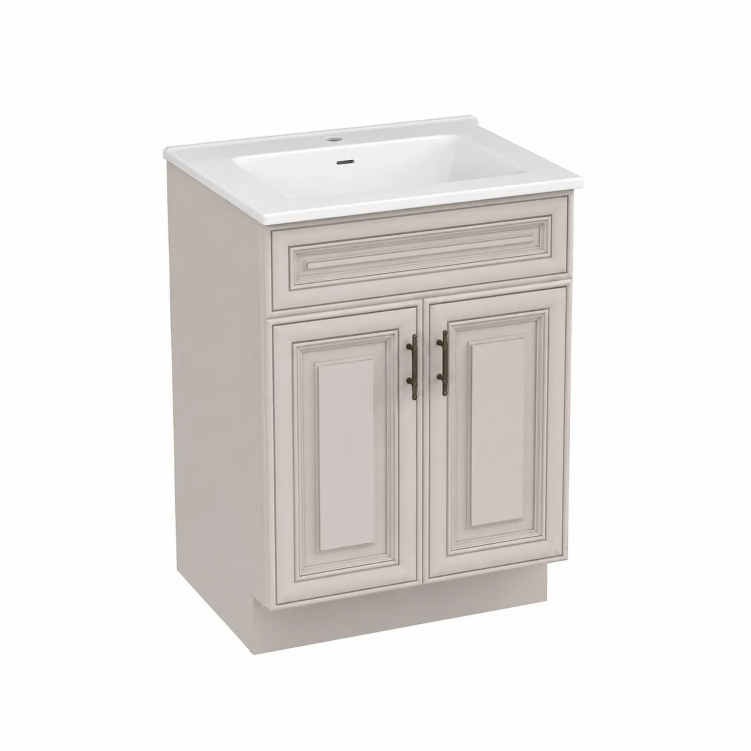 Meuble sous lavabo en MDF Beige avec vasque céramique