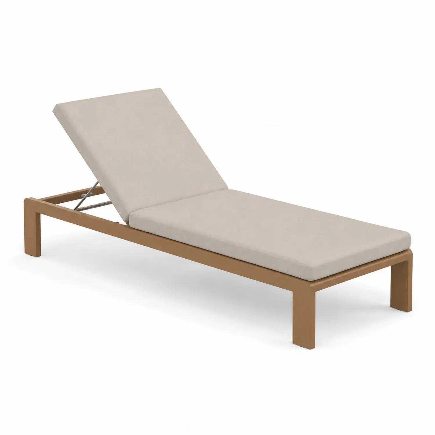 Chaise Longue Extérieure Aluminium et Polyester Beige 195x65x30 cm