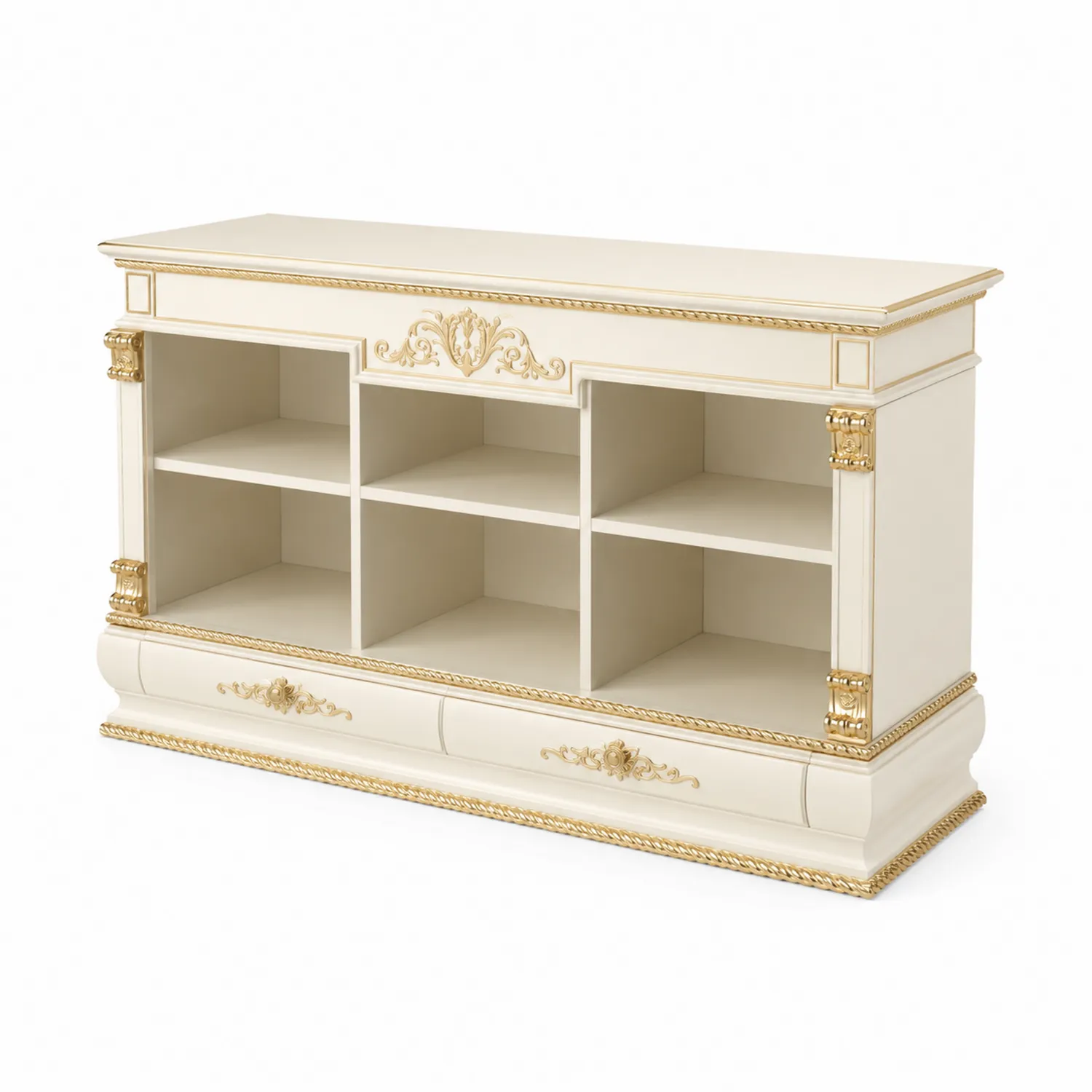 Buffet en bois MDF avec décorations dorées, 160 x 45 x 90 cm