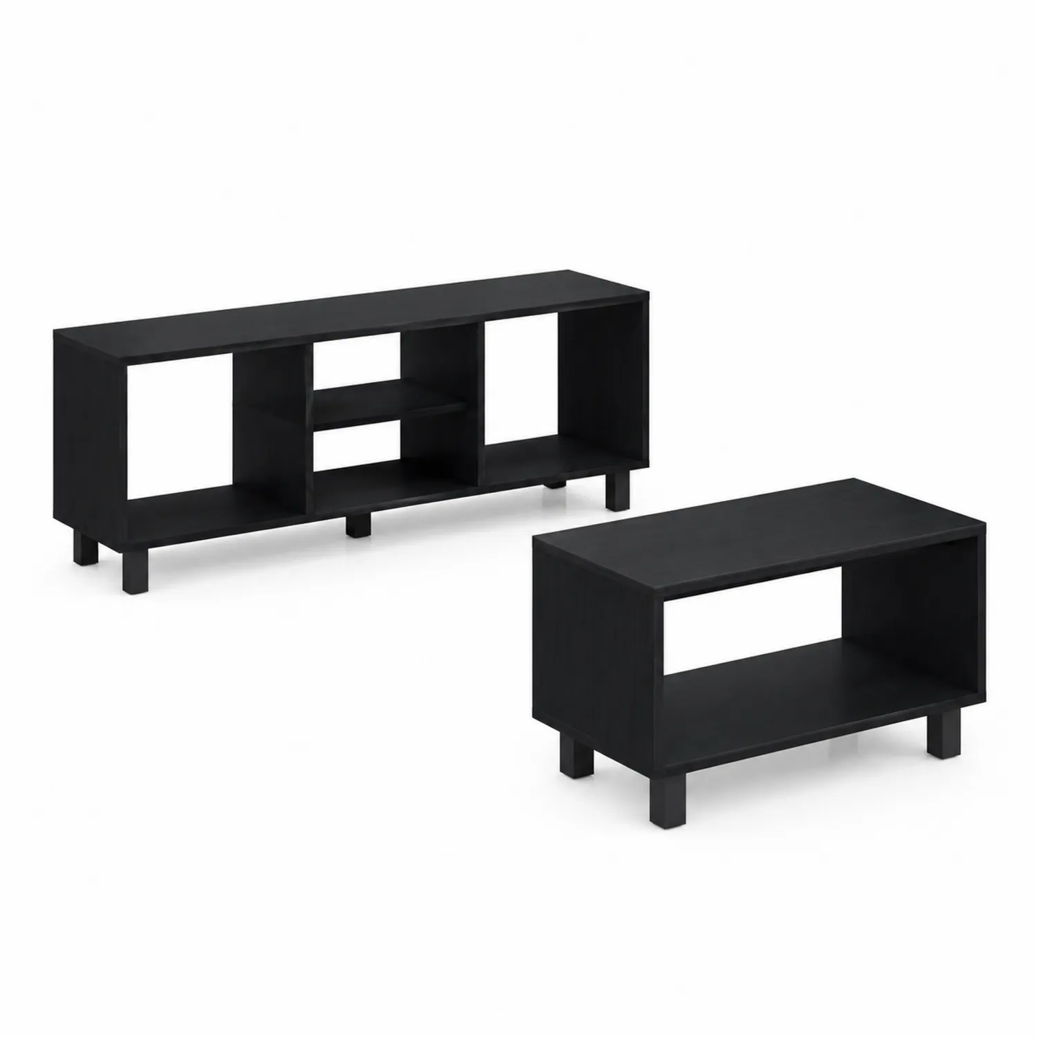 Ensemble meuble TV et table basse en bois noir