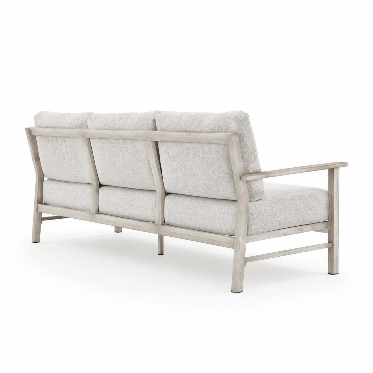 Canapé de jardin 3 places en bois avec coussins en polyester Gris clair