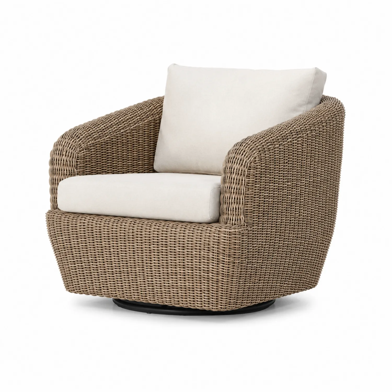 Fauteuil en Rotin Tressé avec Coussins Écru