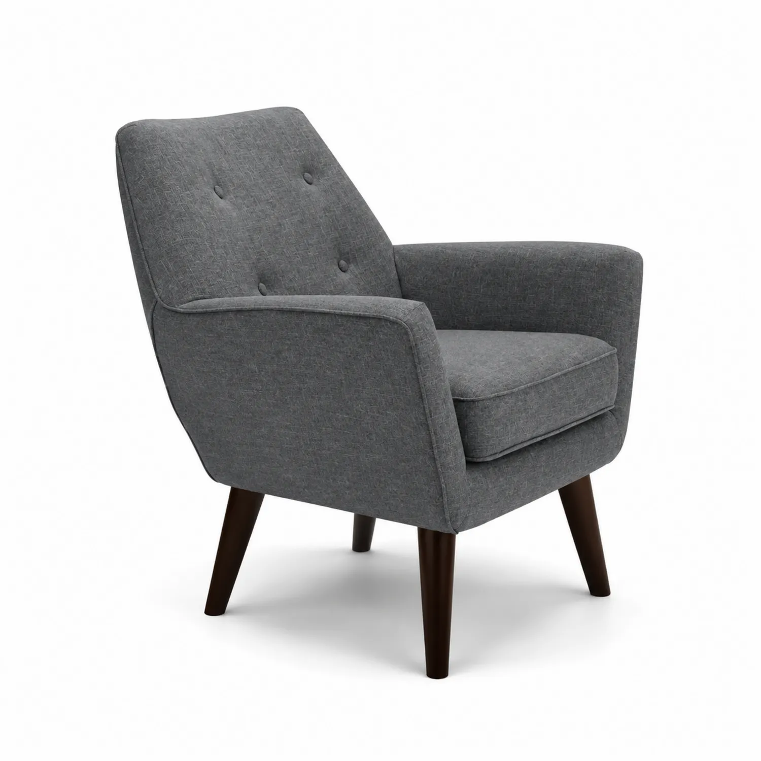 Fauteuil en tissu gris avec pieds en bois massif