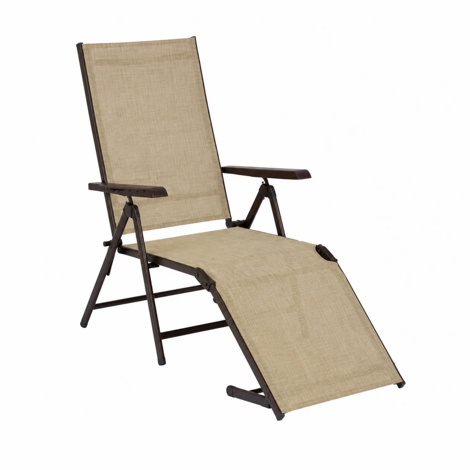 Chaise Longue en Acier et Textilène Réglable Beige