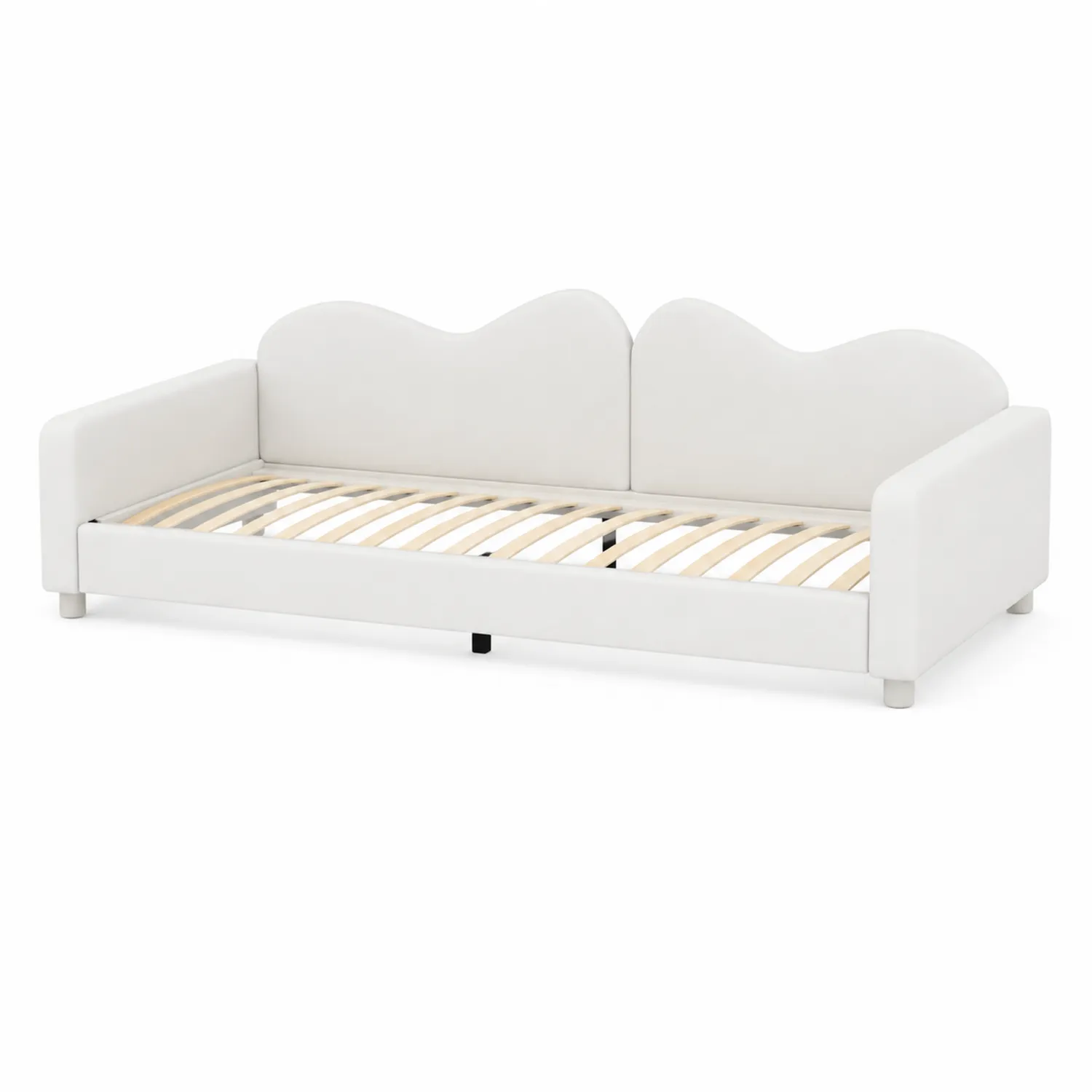 Lit de repos pour enfant en cuir synthétique avec sommier à lattes 200x90 cm