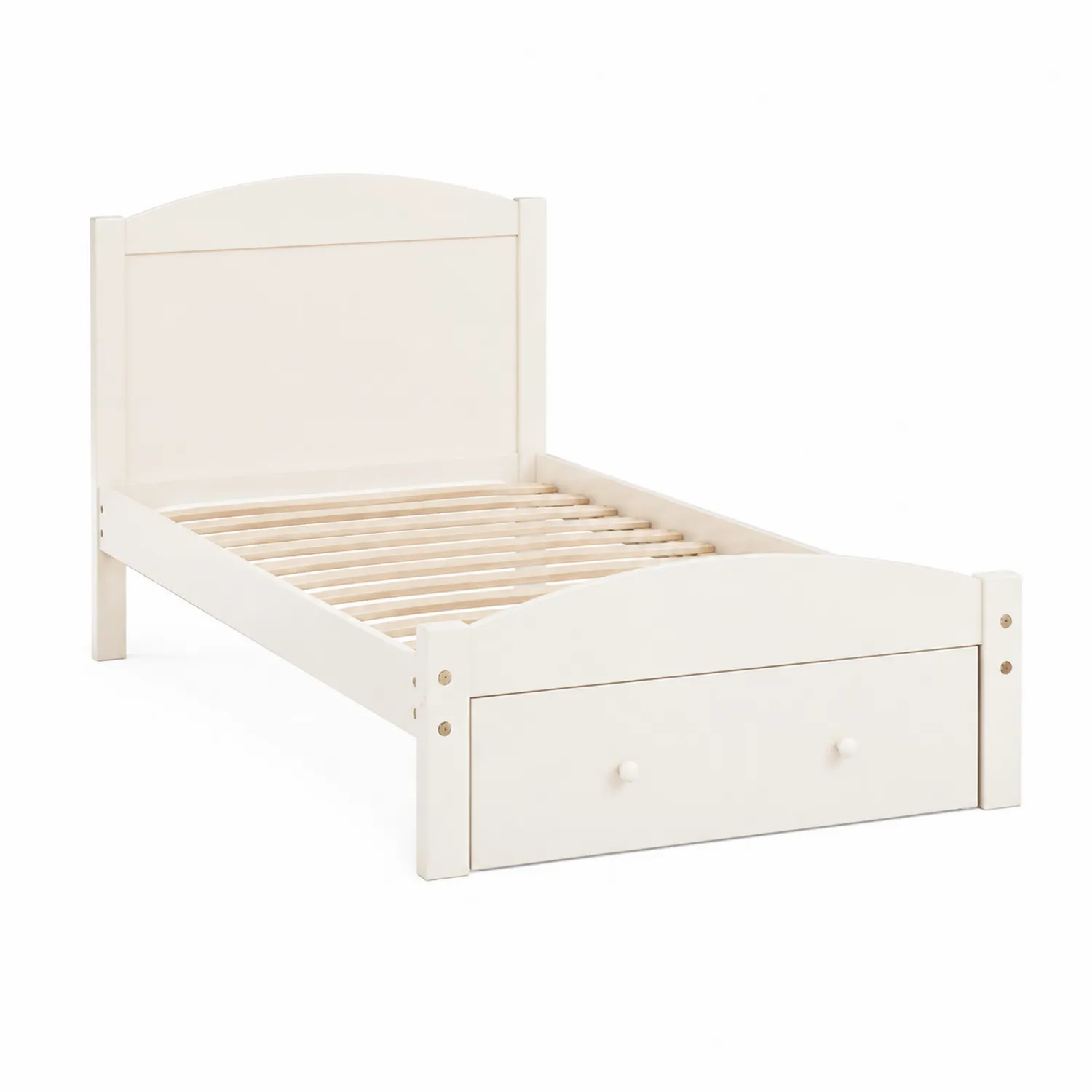 Lit simple en bois MDF avec tiroir de rangement Blanc 190x90 cm