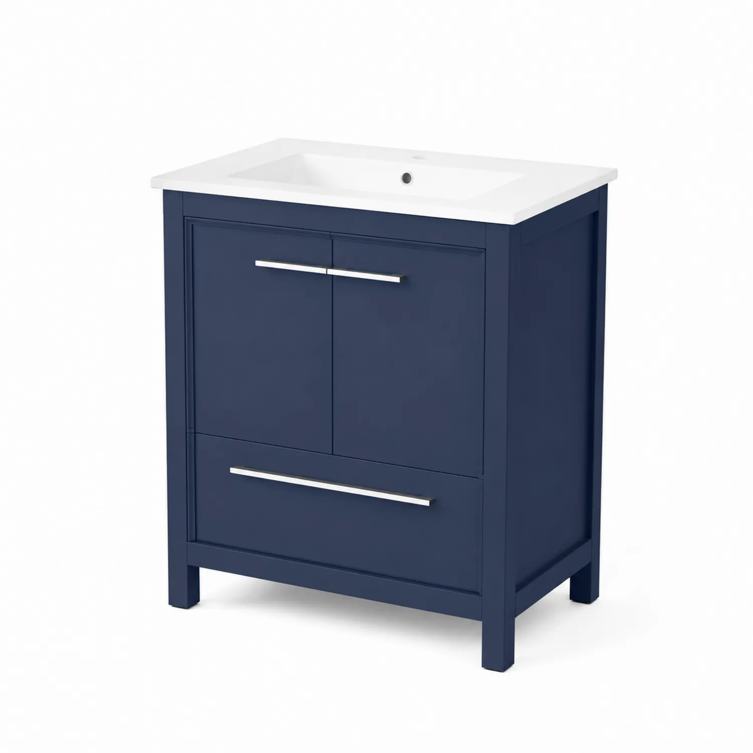 Meuble-lavabo en bois MDF bleu foncé avec vasque en céramique 80cm