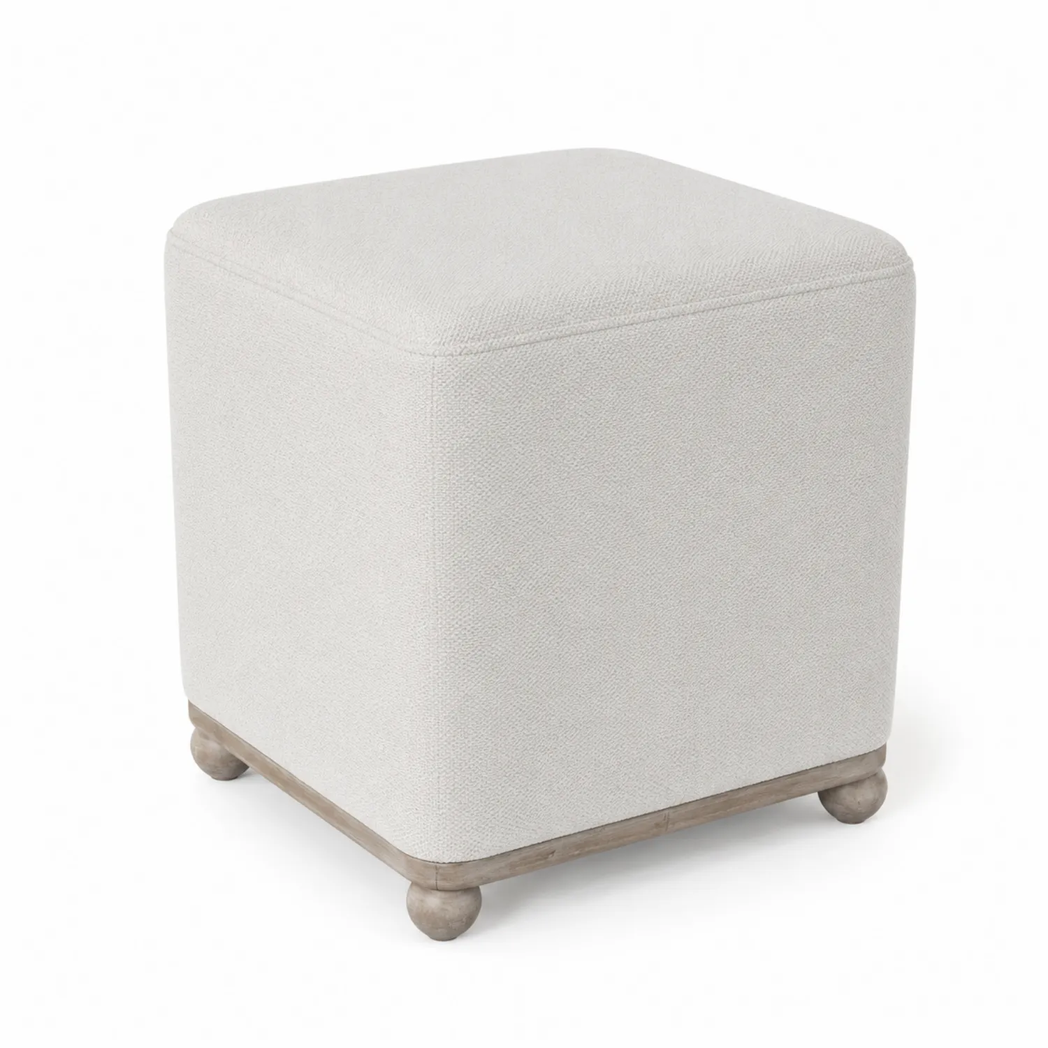 Pouf en tissu Gris Clair avec pieds en bois