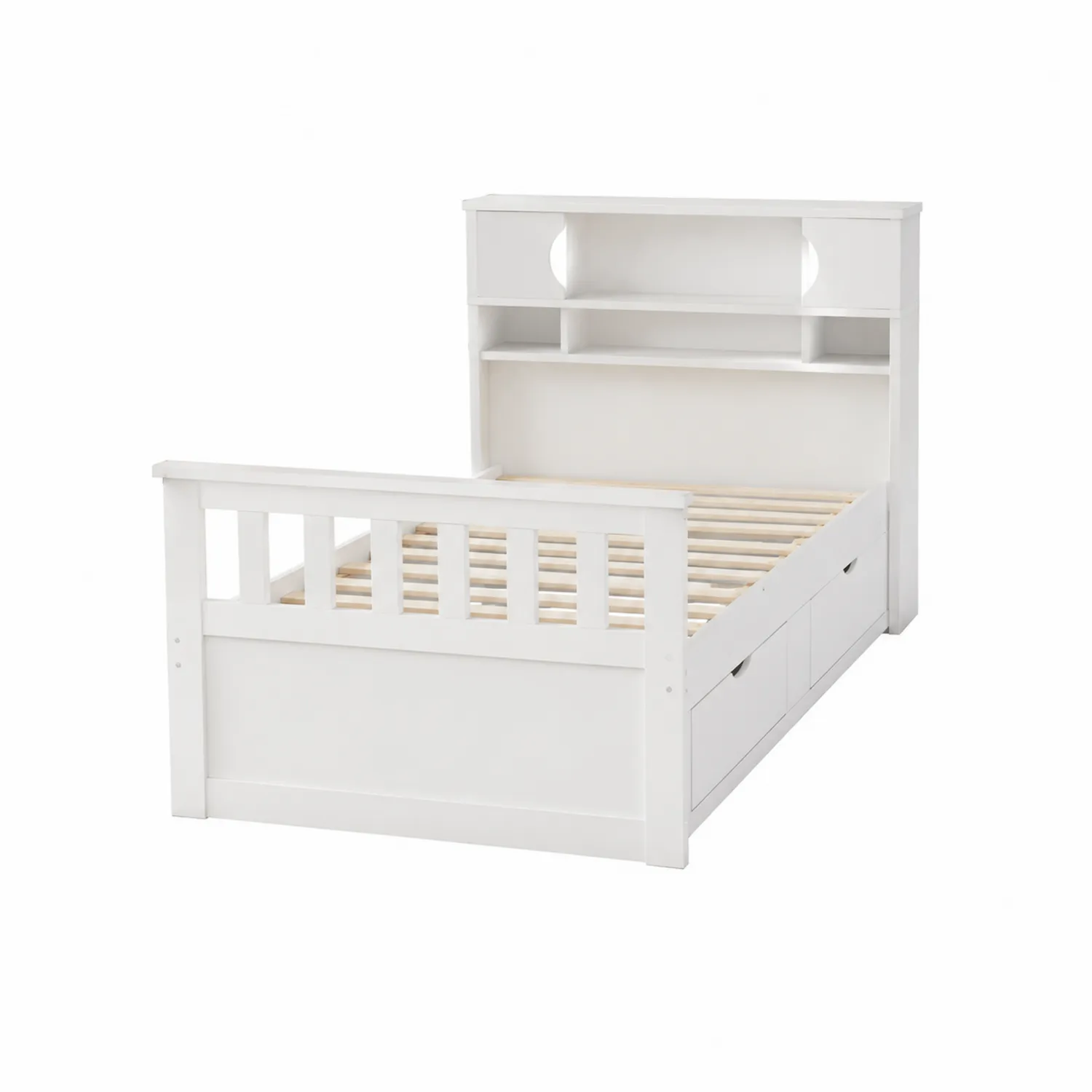 Lit simple en bois blanc avec rangement 200x90 cm