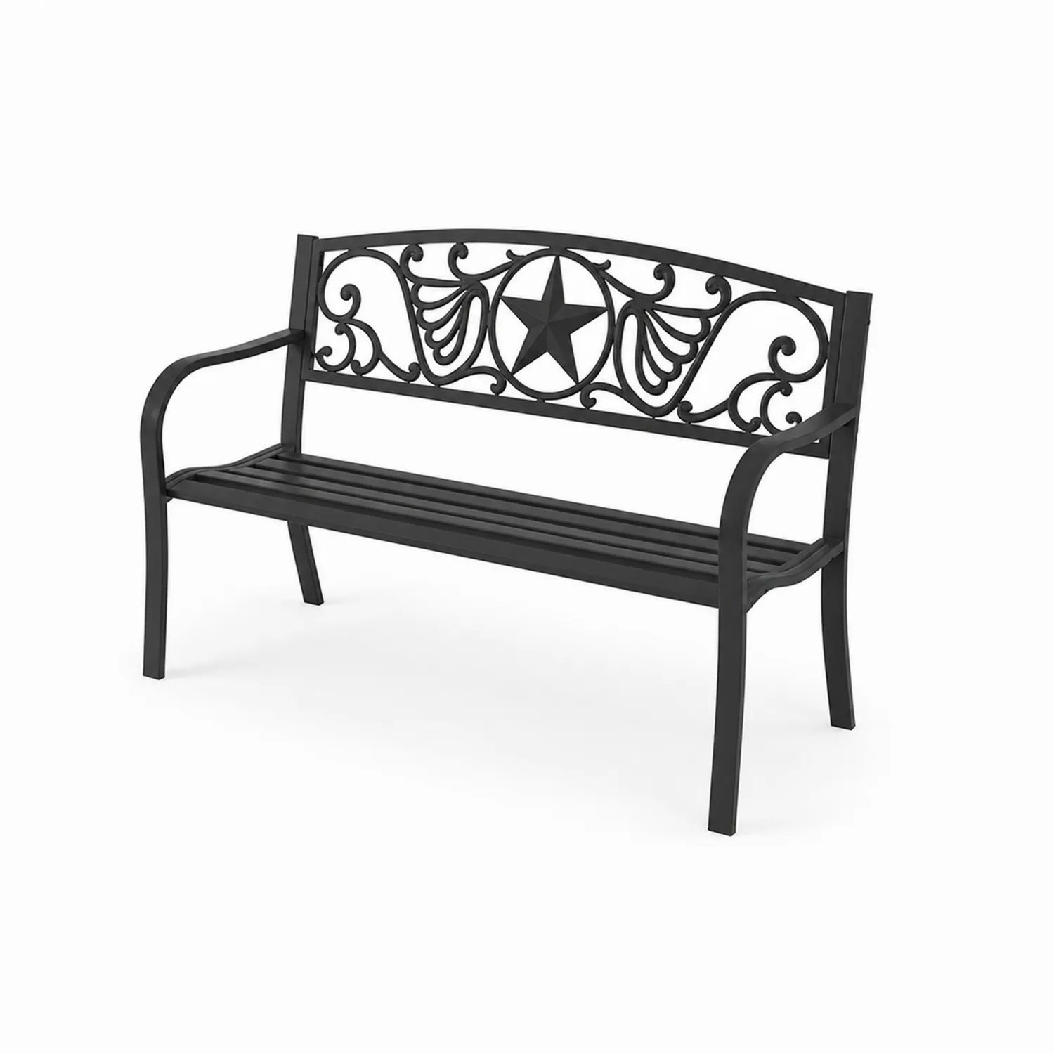 Banc en métal noir avec motif étoile 127 cm