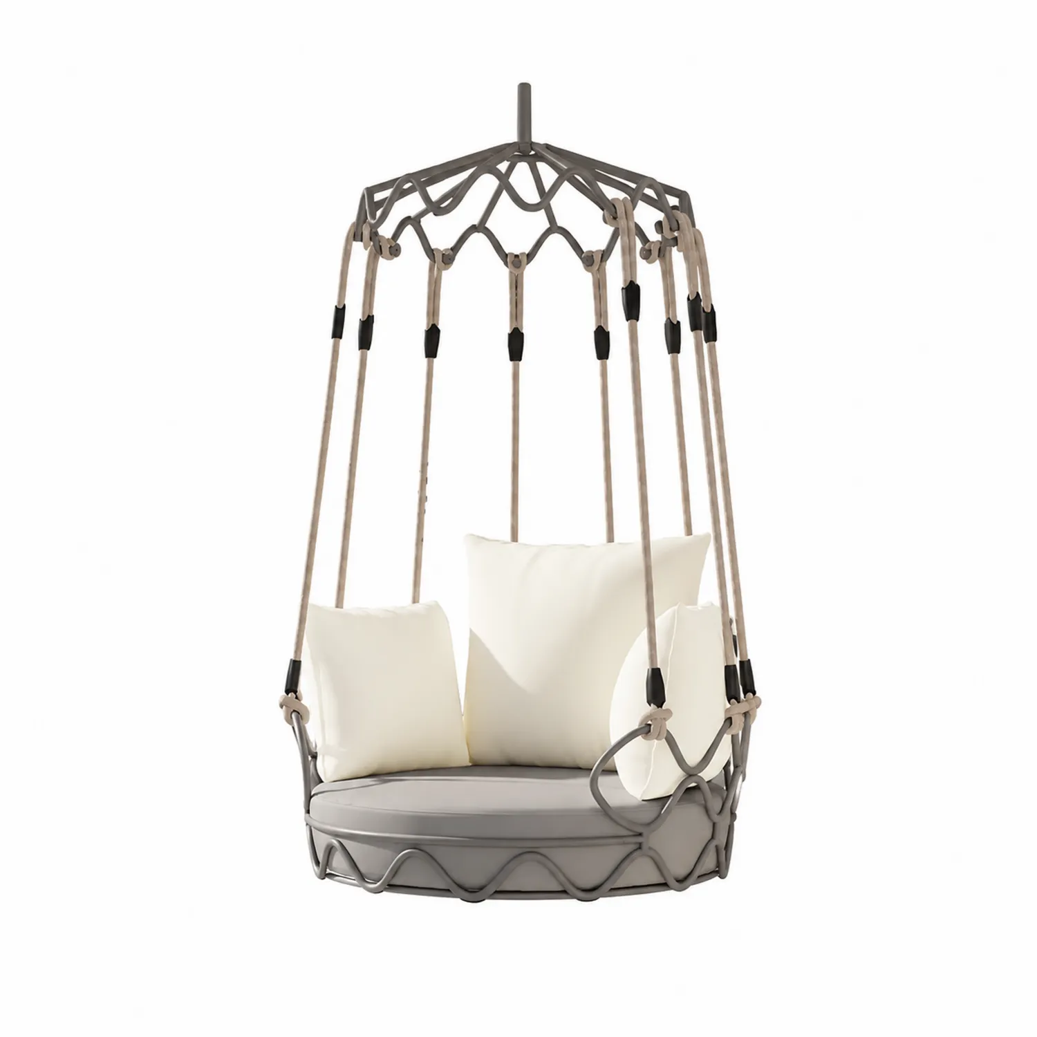 Balancelle Suspendue en Aluminium, Corde et Tissu Blanc