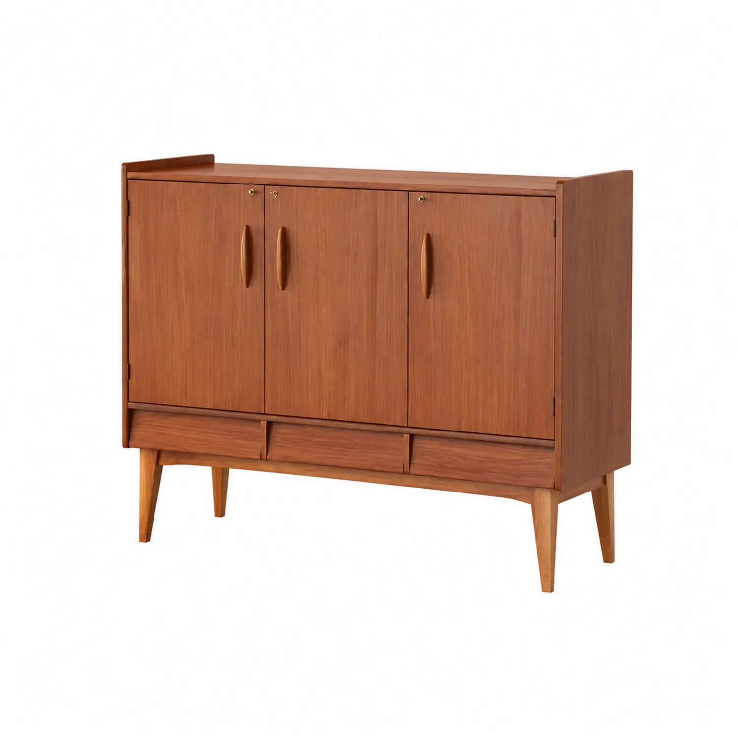 Buffet en bois avec 3 portes, chêne, 120 cm x 40 cm x 85 cm
