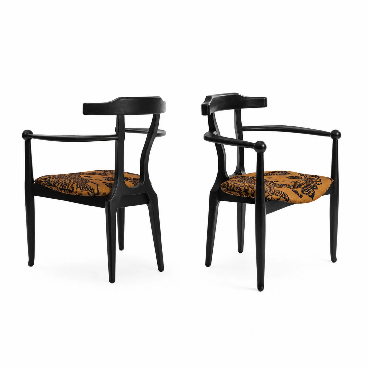 Set de chaises en bois avec assise en tissu imprimé