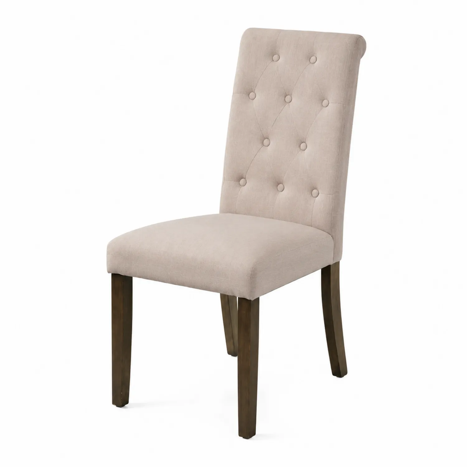 Chaise en tissu avec pieds en bois massif Beige