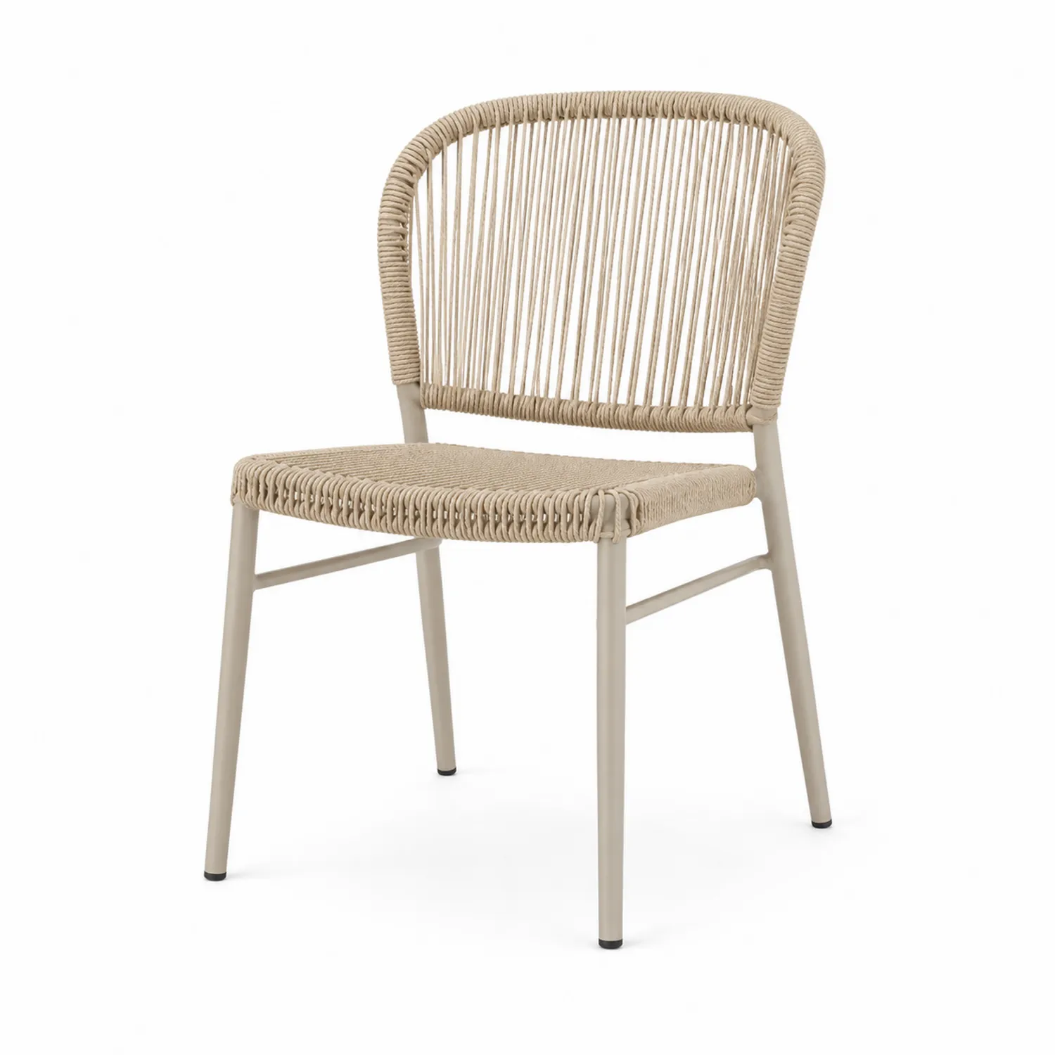 Chaise de jardin en métal et corde polyéthylène beige-rivviorae