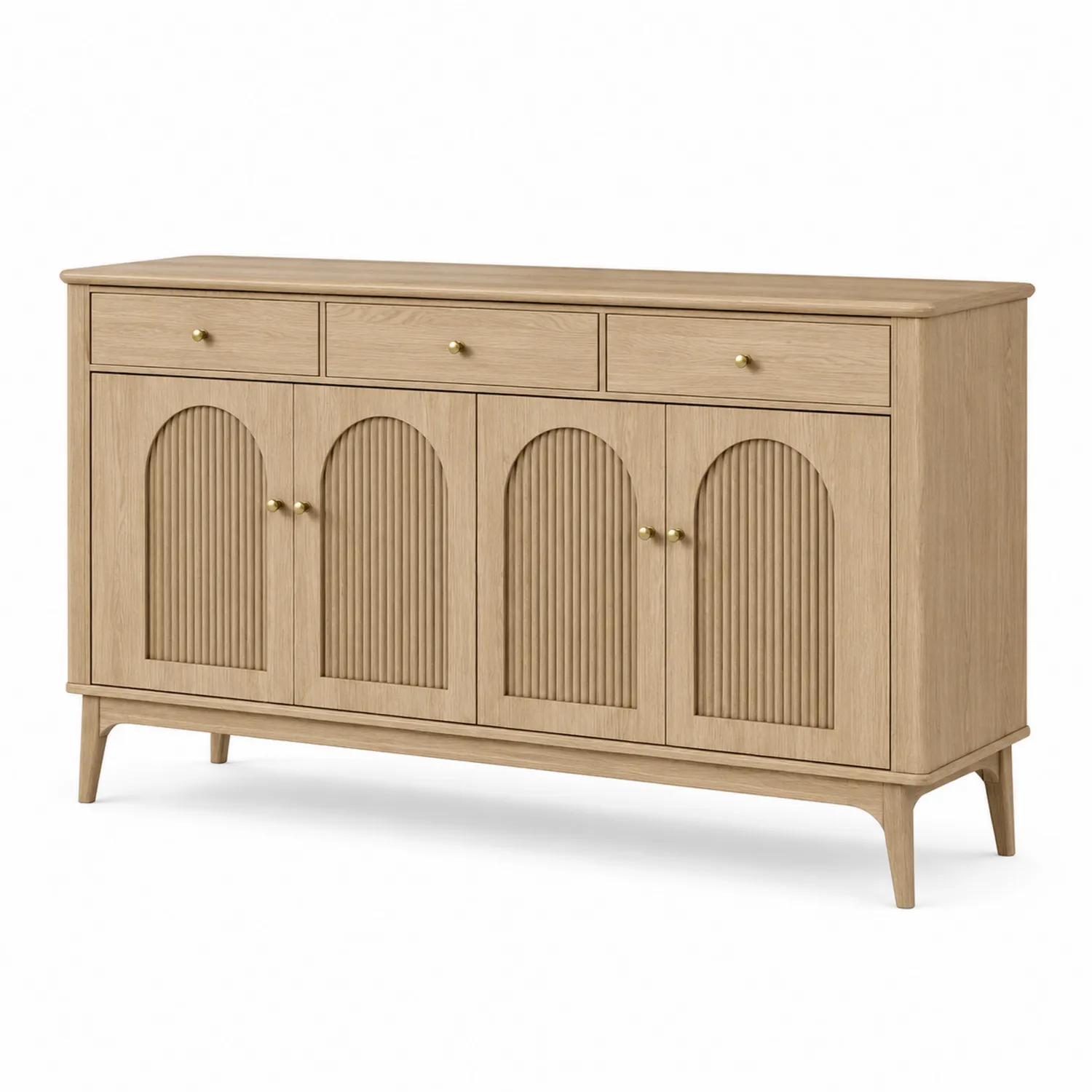 Buffet en bois de chêne avec 4 portes et 3 tiroirs-rivviorae