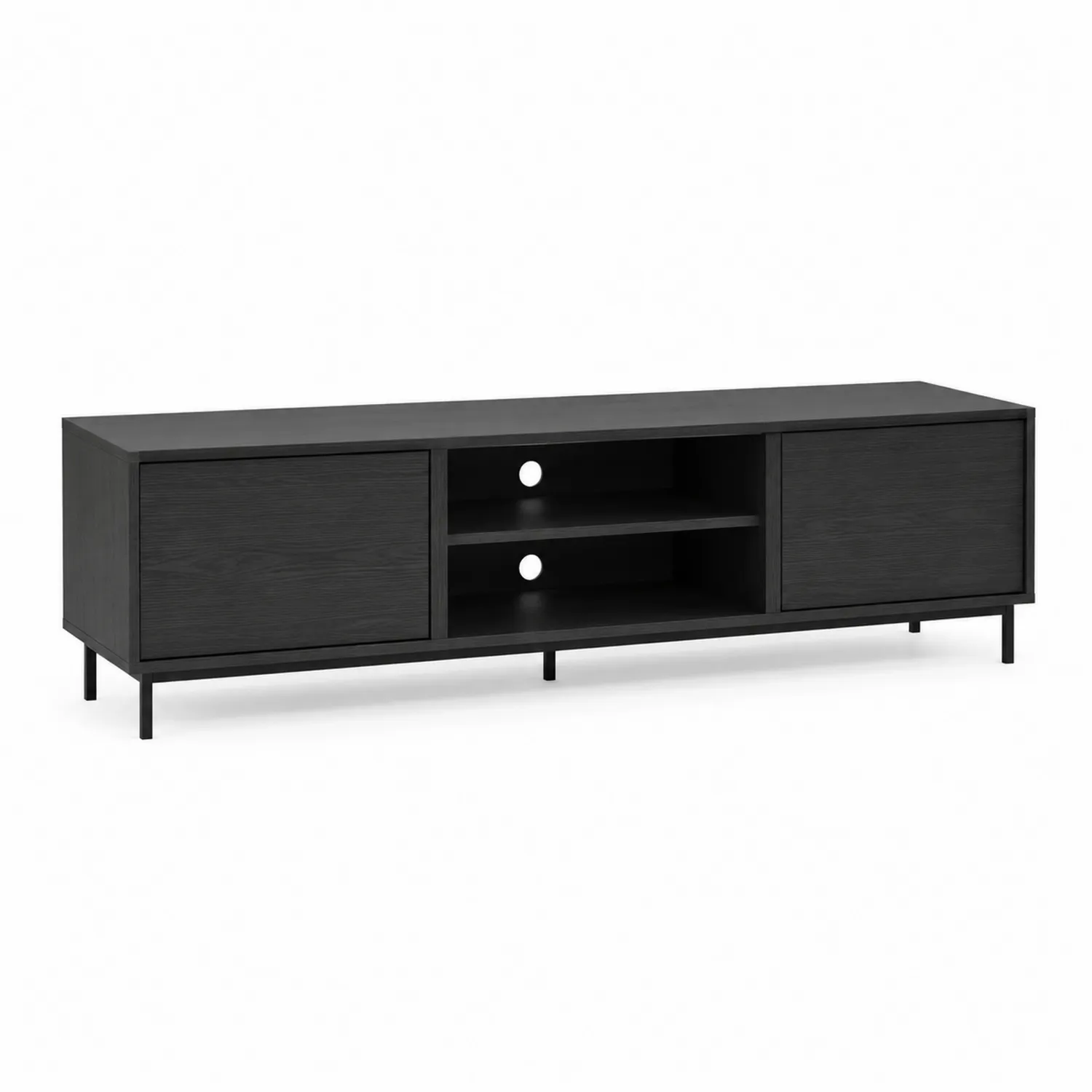 Meuble TV en bois et métal Noir 180x40x50 cm-rivviorae