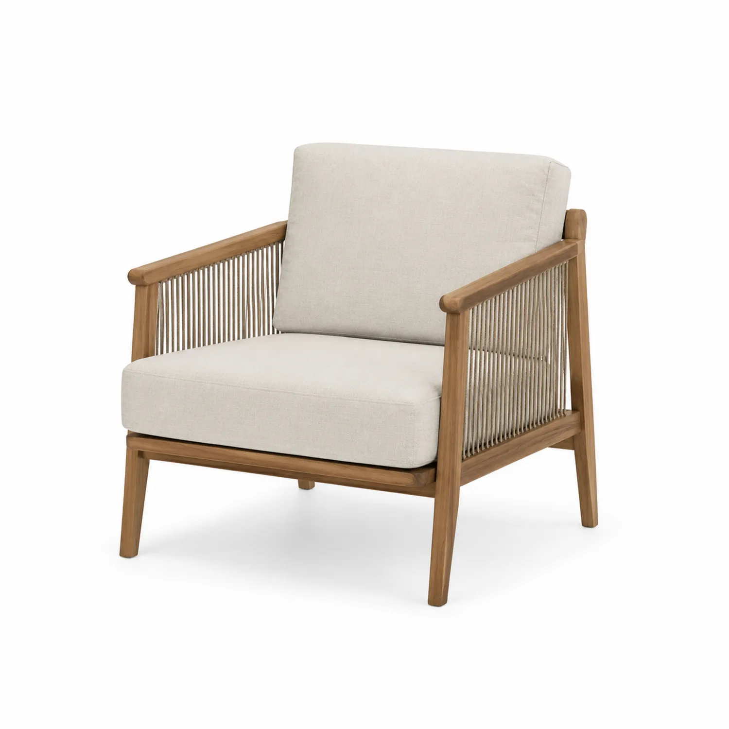 Fauteuil en bois de teck et corde-rivviorae