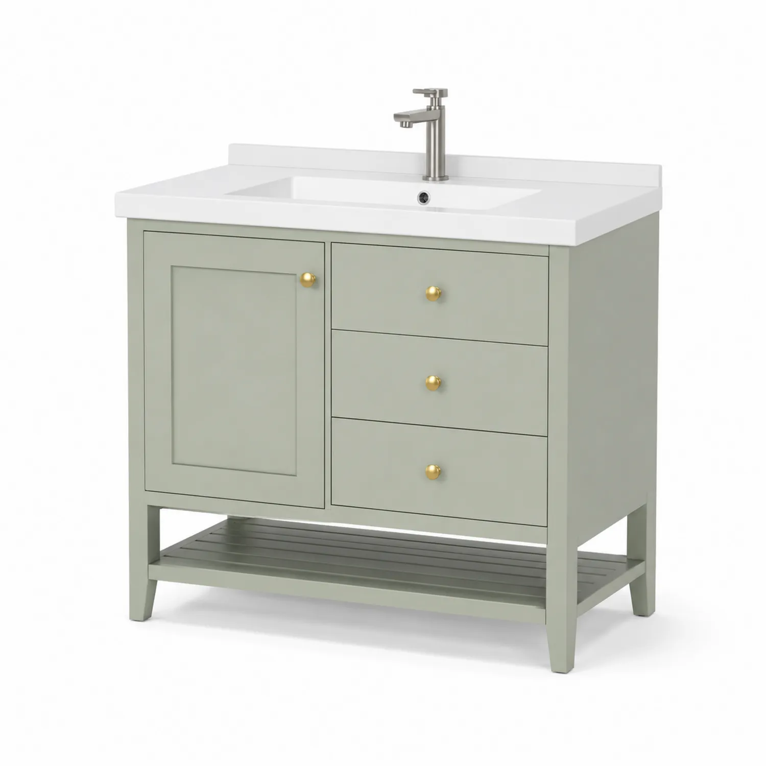 Meuble-lavabo en bois avec plan céramique Vert 80x50x85 cm-rivviorae