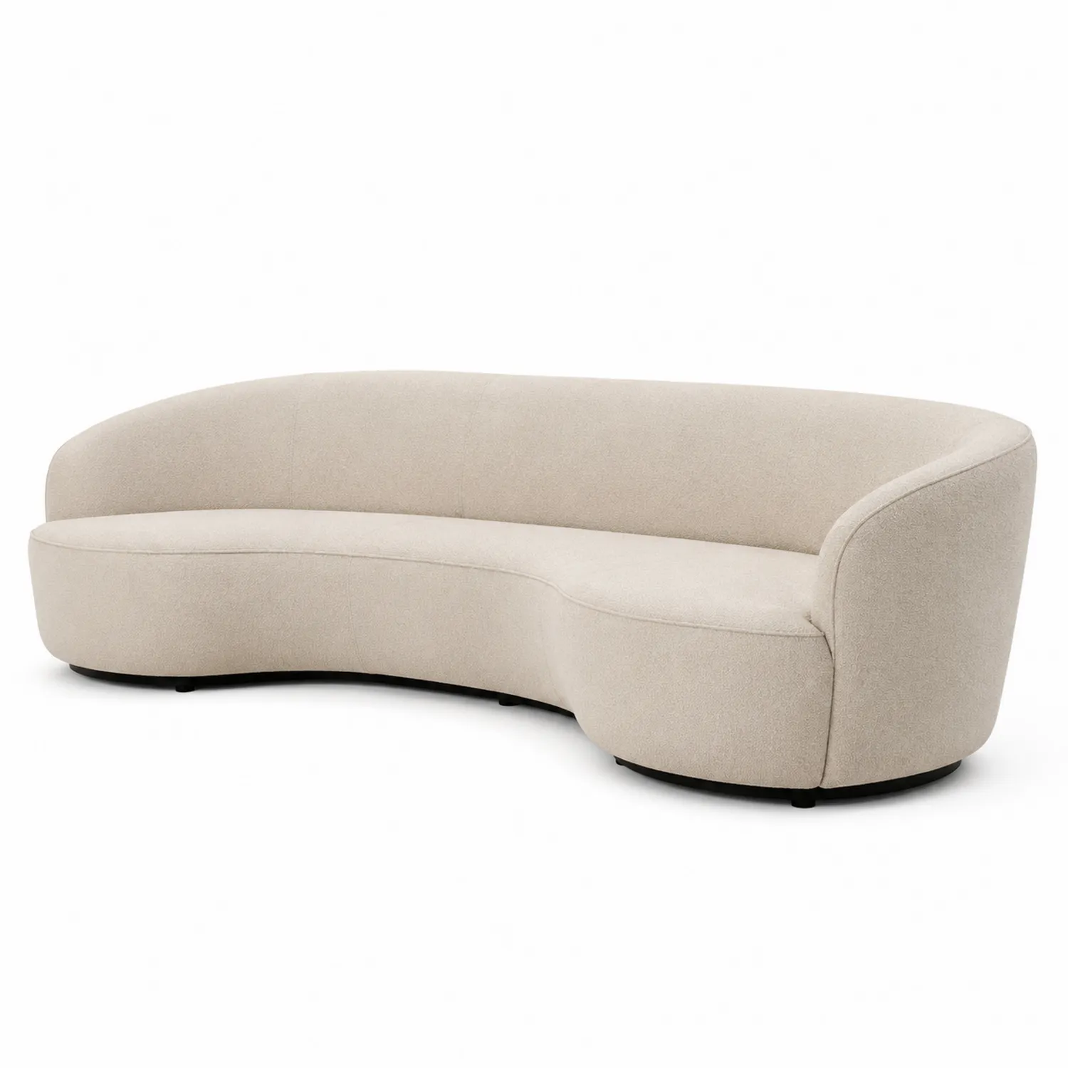 Canapé courbé 3 places tissu polyester Beige-rivviorae