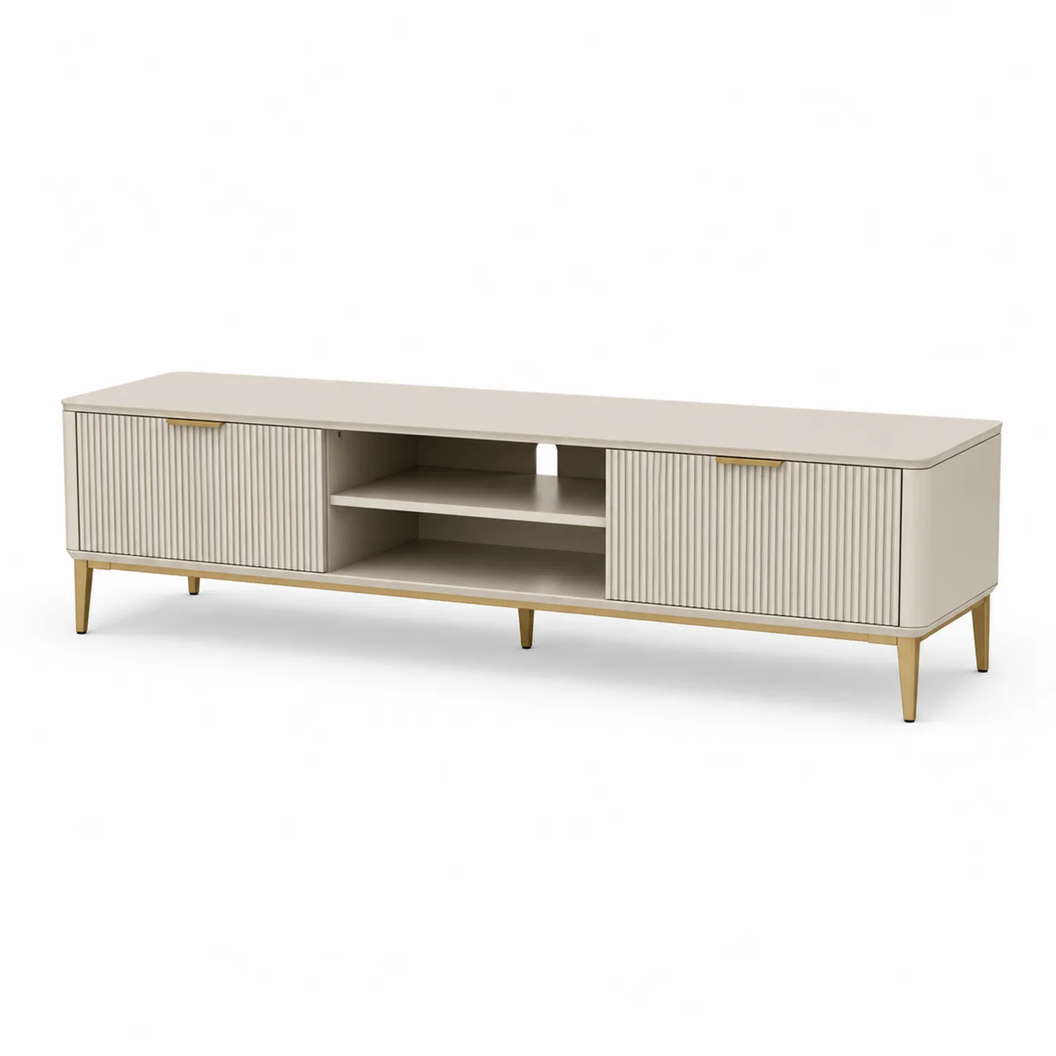 Meuble TV bas bois métal Crème 180x40x50cm-rivviorae