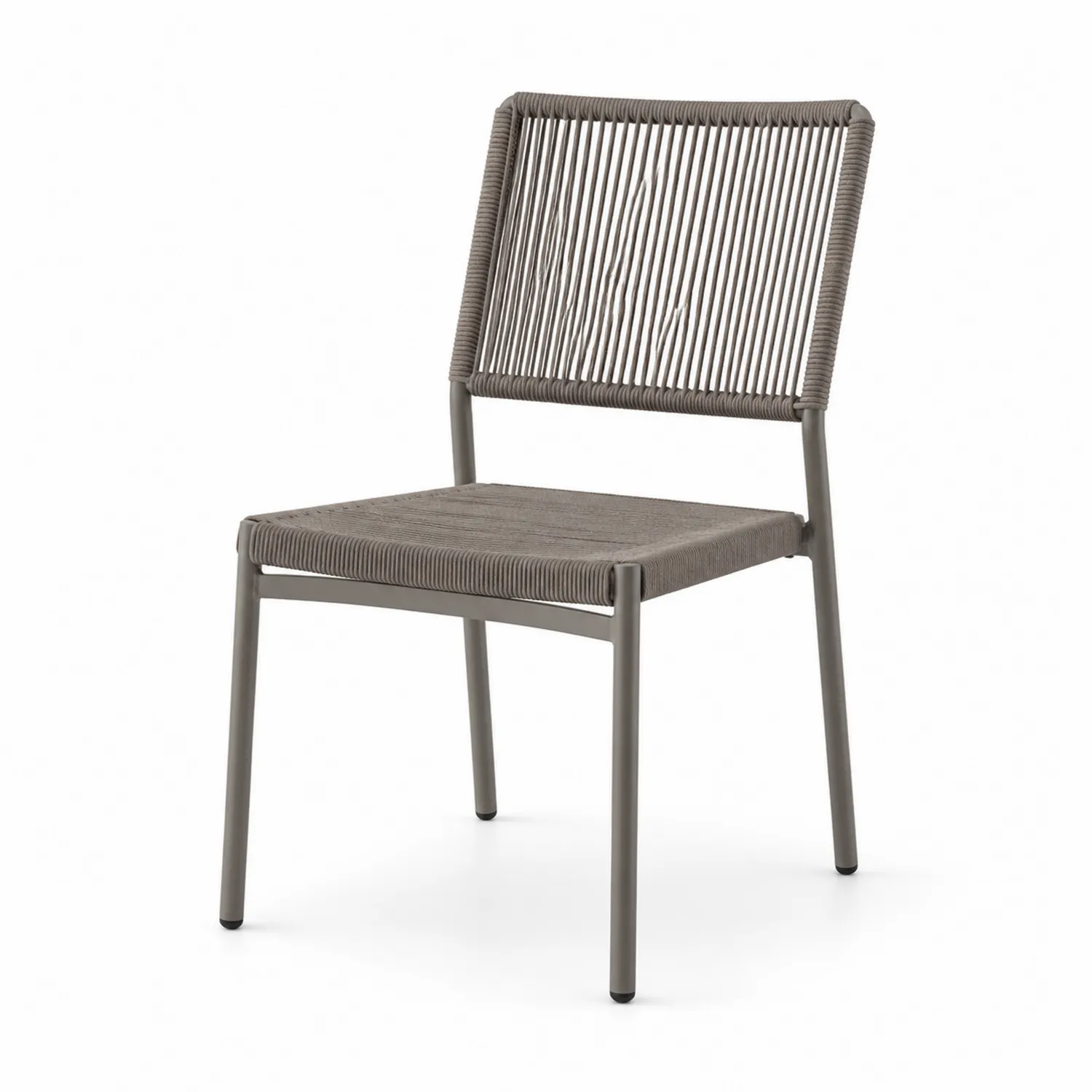 Chaise d'extérieur en métal et corde synthétique Gris-rivviorae