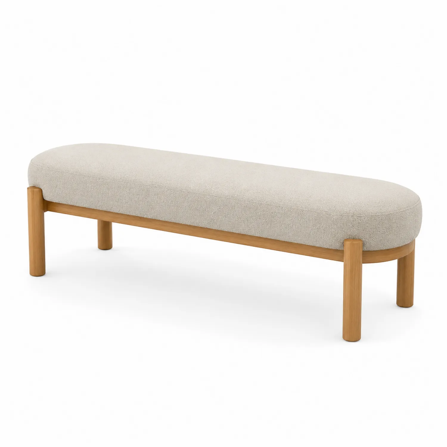 Banc en tissu polyester avec pieds en bois 150 cm-rivviorae