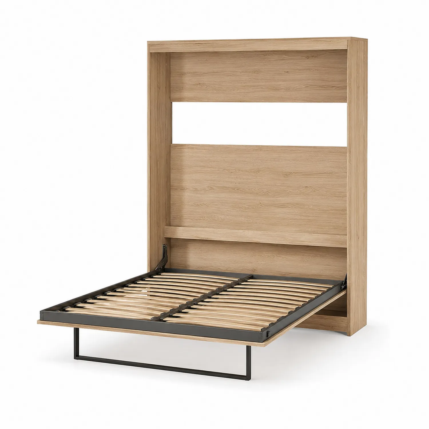 Lit escamotable en bois de chêne clair avec cadre métallique 90x190 cm-rivviorae