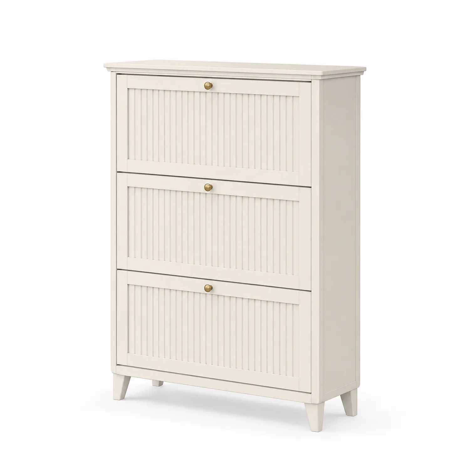Armoire à chaussures bois blanc 3 niveaux 80x30x120 cm-rivviorae