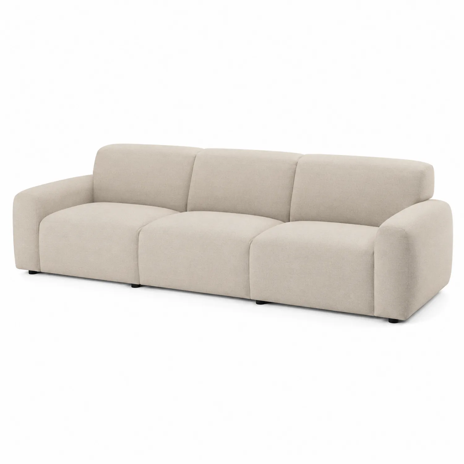 Canapé 3 places en tissu avec structure en bois 220 cm Beige-rivviorae