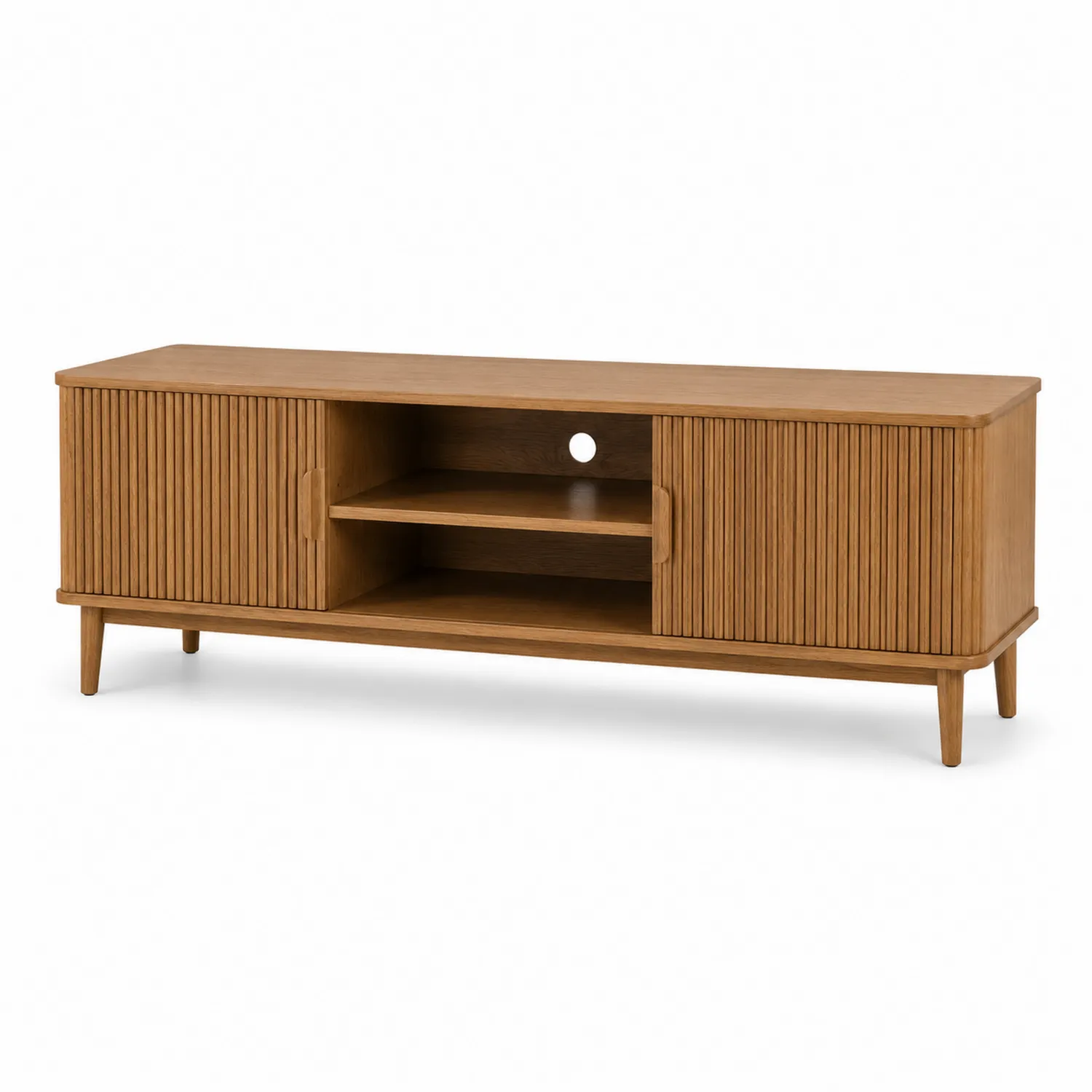 Meuble TV en chêne avec portes coulissantes 150cm-rivviorae