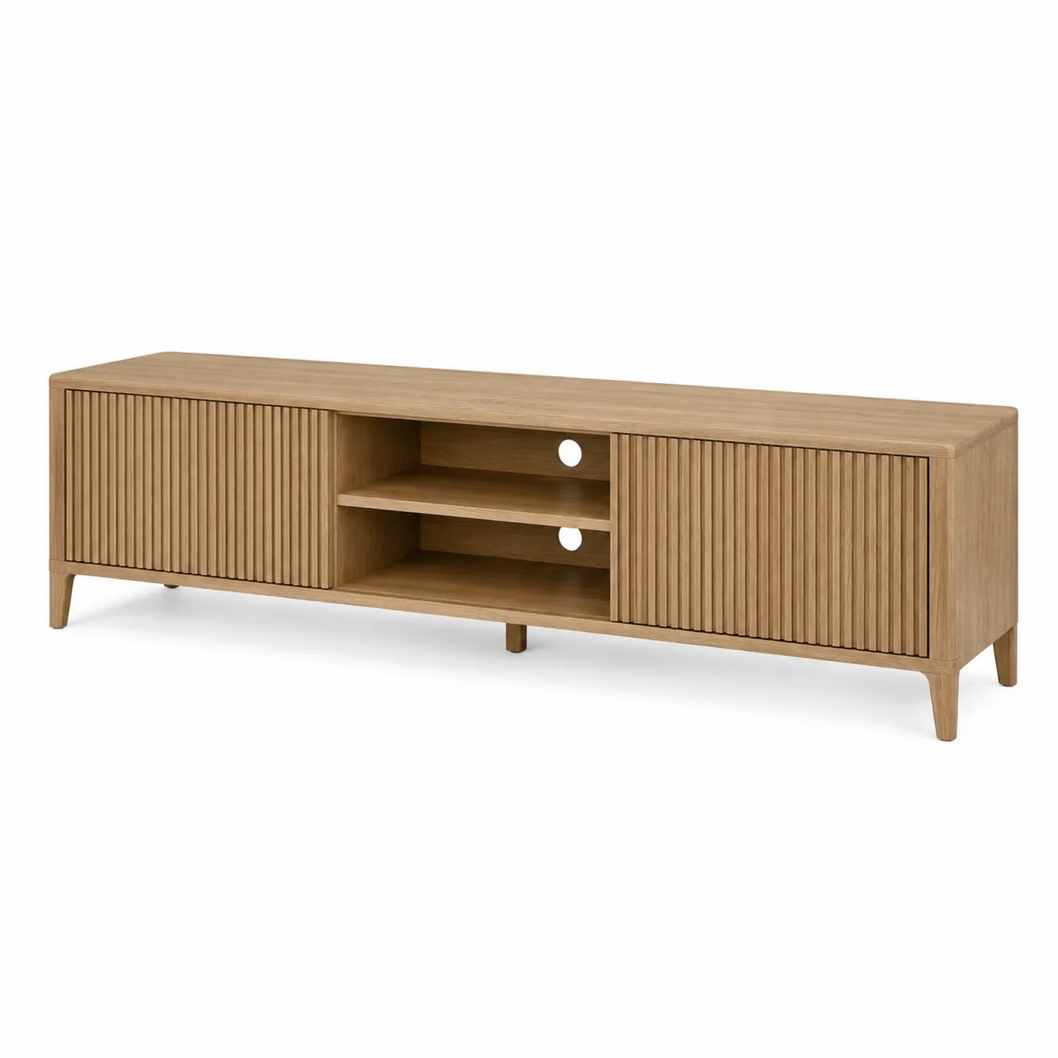 Meuble TV en bois de chêne avec portes coulissantes 180 cm-rivviorae