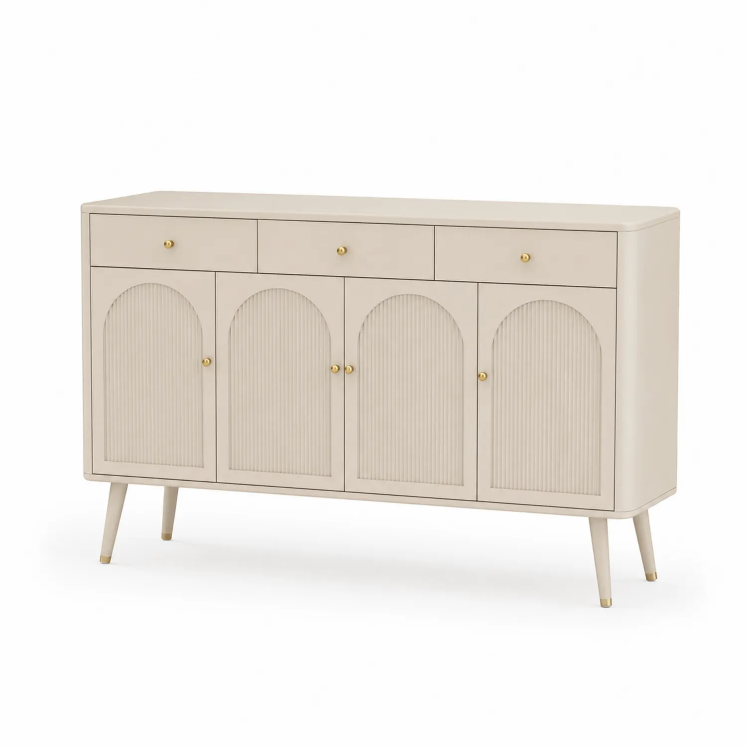 Buffet en bois avec portes et tiroirs en bois et laiton Beige-rivviorae